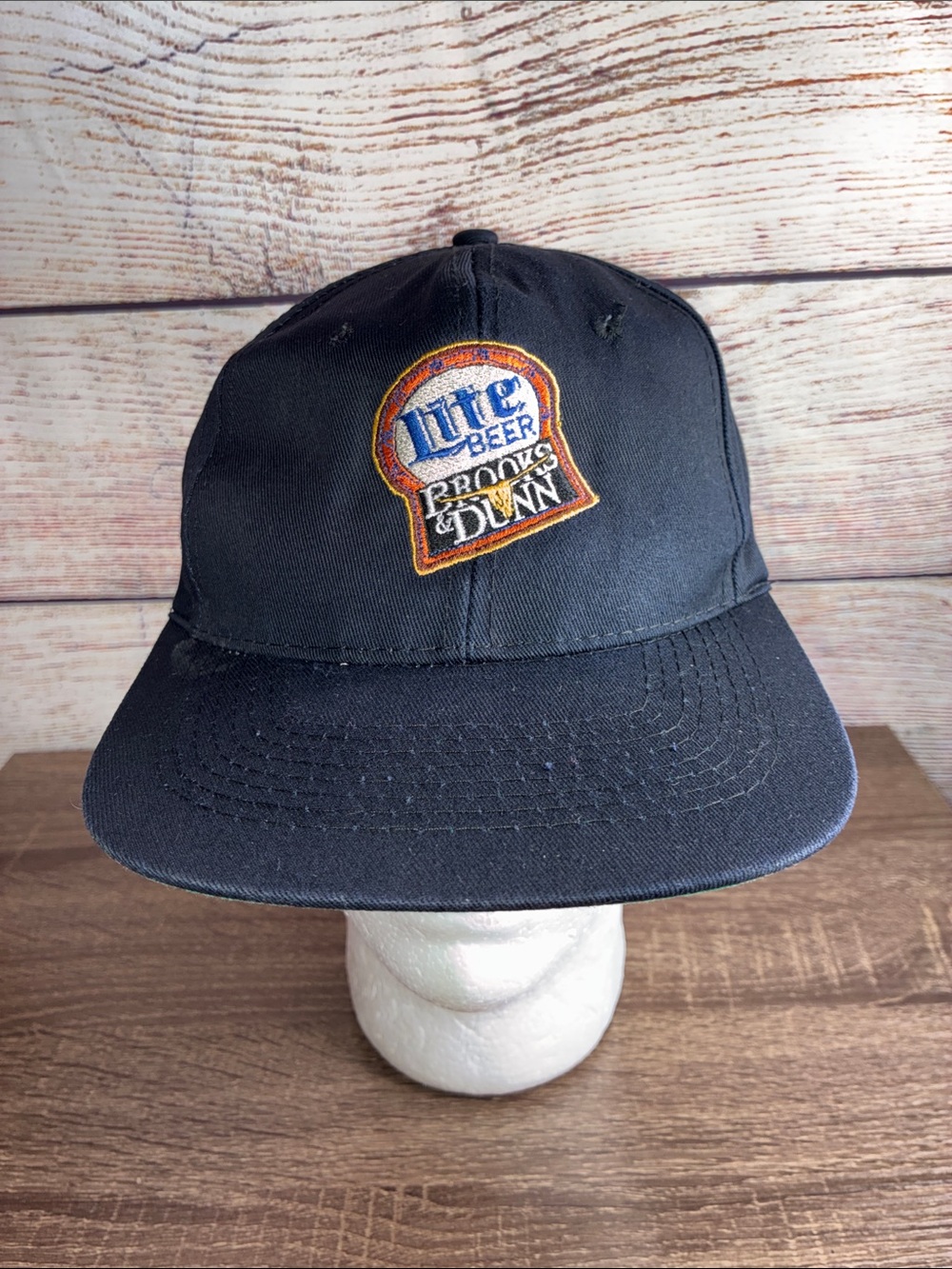 Vintage KC Hats Miller Lite & Brooks & Dunn Black Snapback Hat